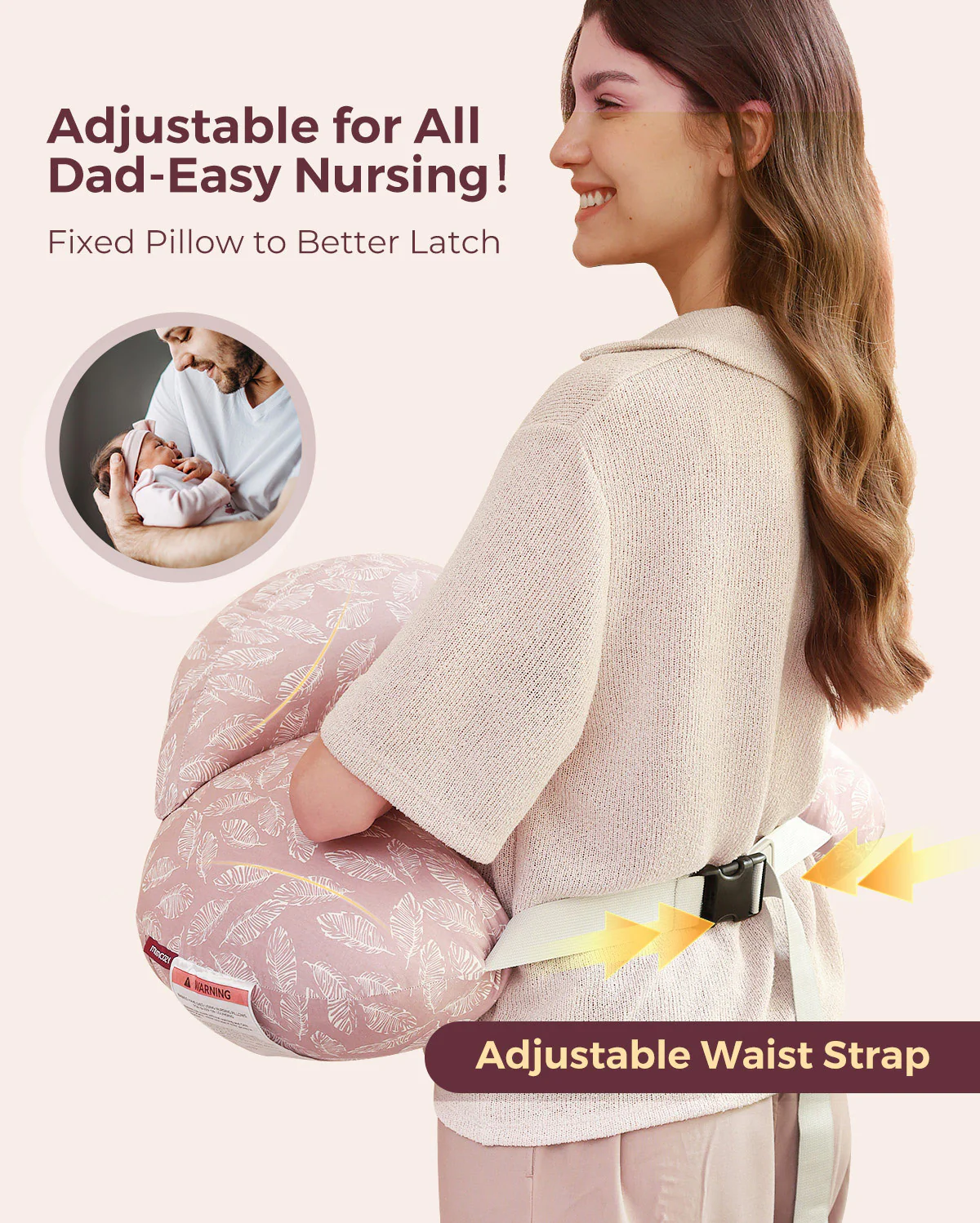 Multifunctional and Adjustable Nursing Pillow - Light Pink - Image 9