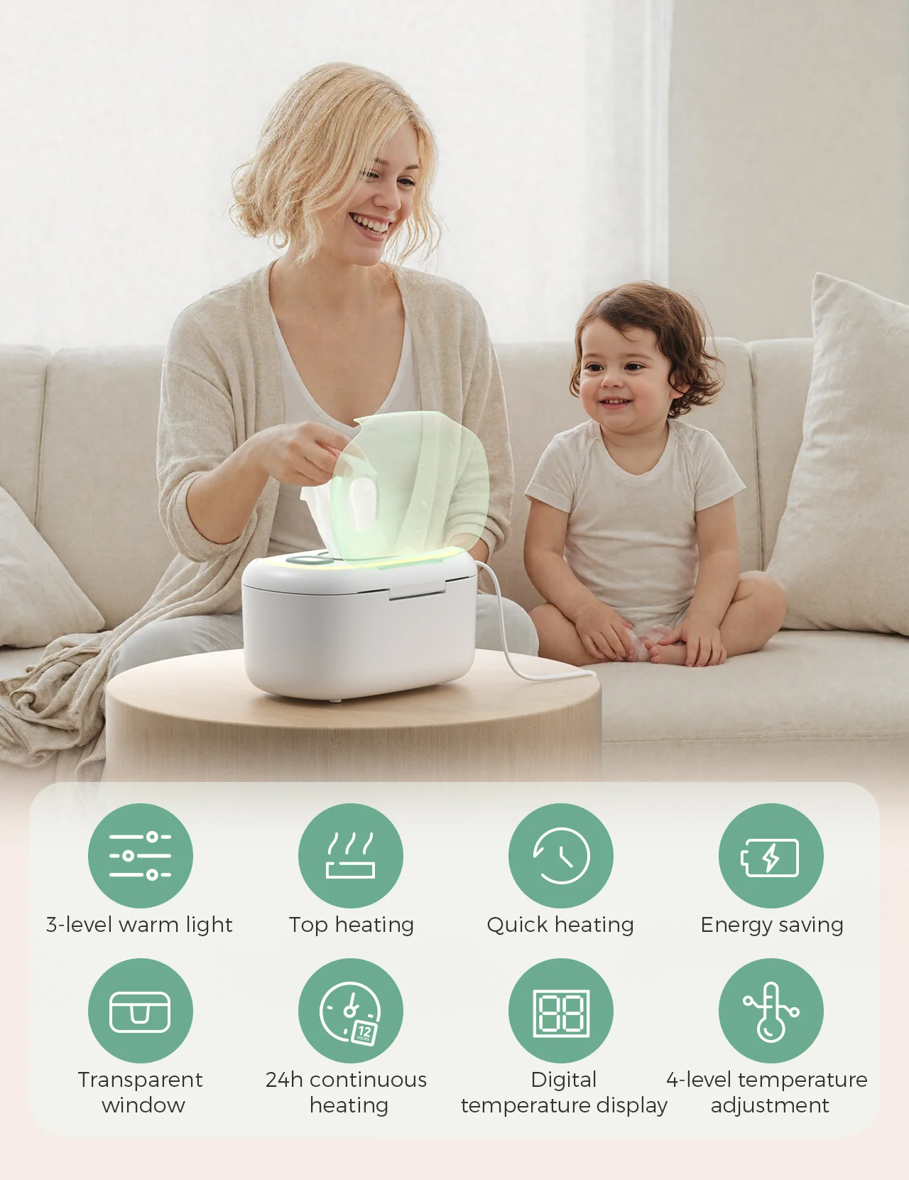 New Large Capacity Baby Wipe Warmer Compatible with 60-80pcs - Image 9