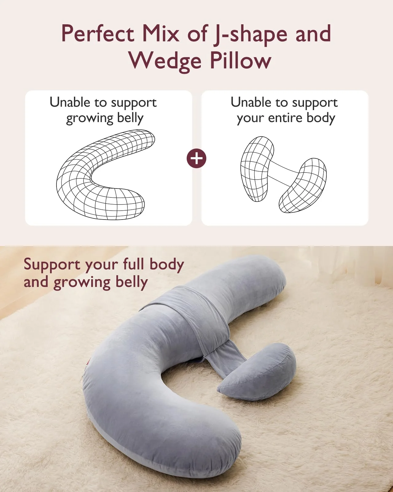 Original F Shaped Pregnancy Pillows with Adjustable Wedge Pillow - Image 3
