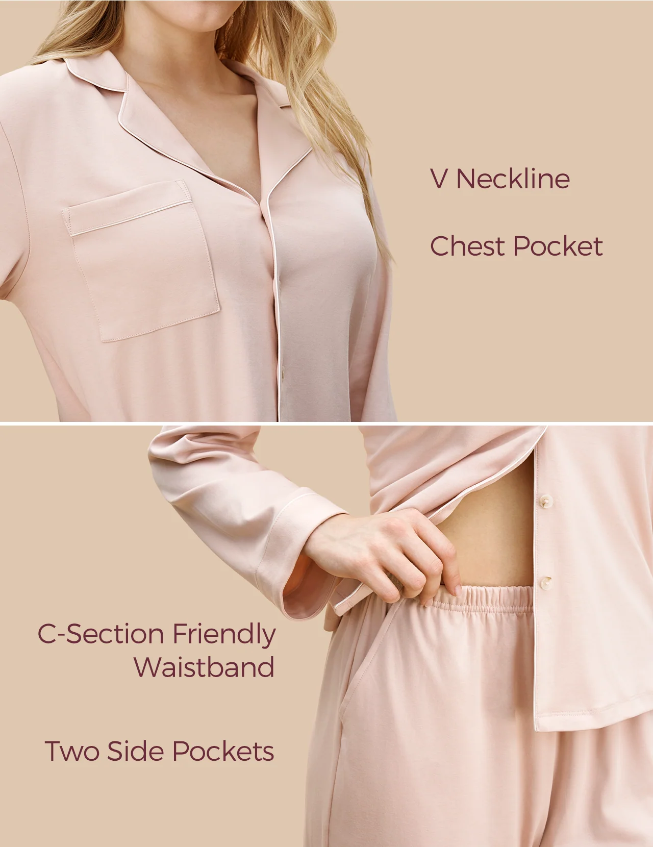 Postpartum Soft Cotton Nursing Pajama Set - Image 3