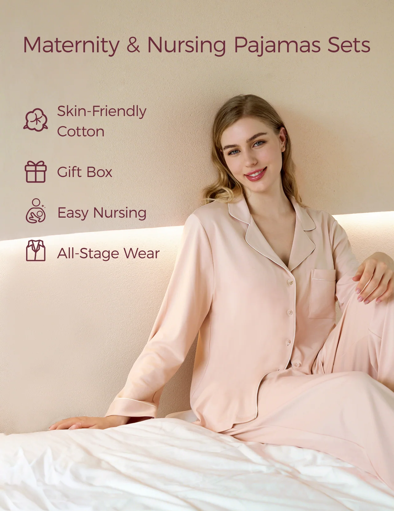 Postpartum Soft Cotton Nursing Pajama Set - Image 4