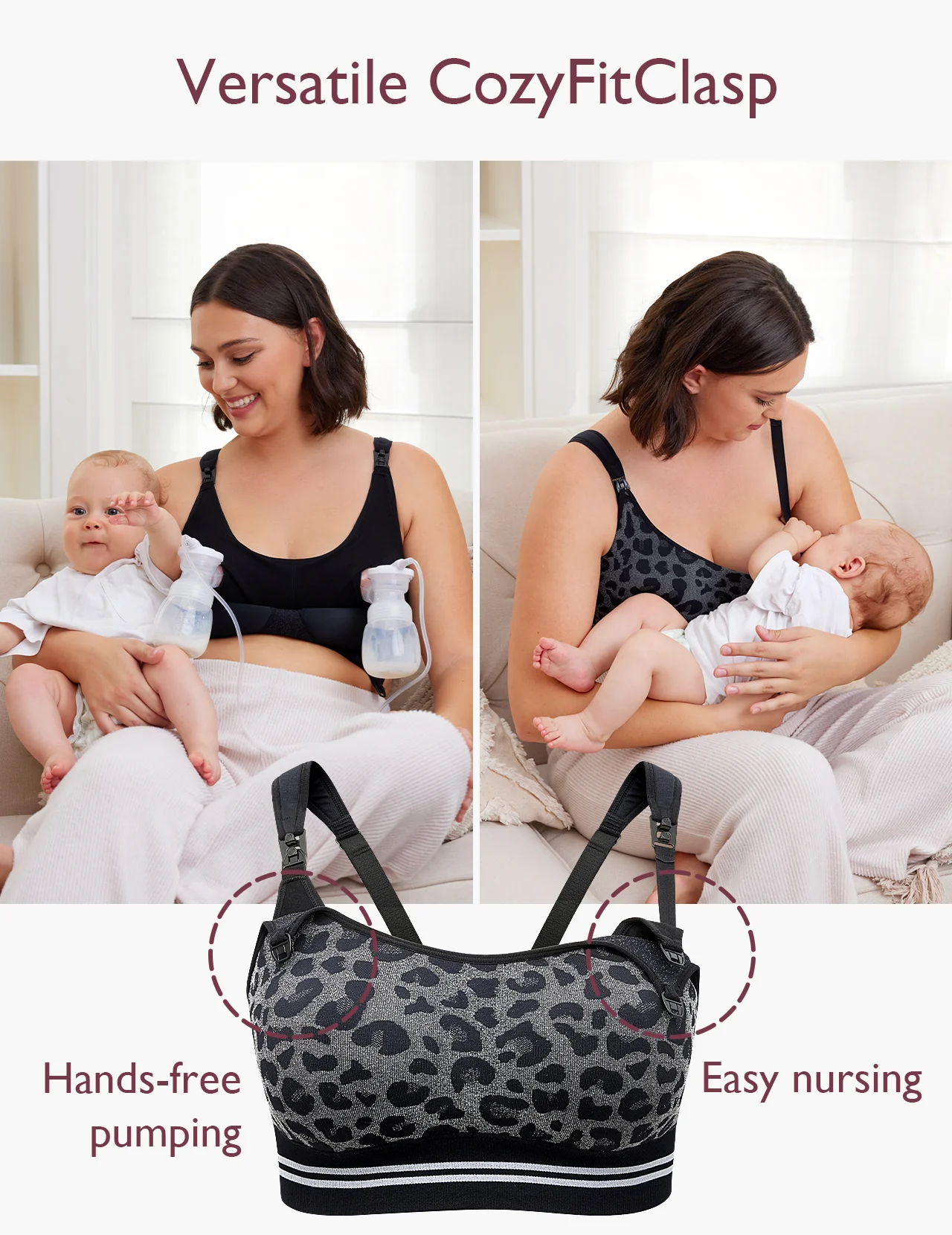Ultra Soft Seamless Nursing Bra YN21 & DEX - 4-in-1 Hands Free Seamless Stretch Fabric Pumping Bra Bundle - Image 11