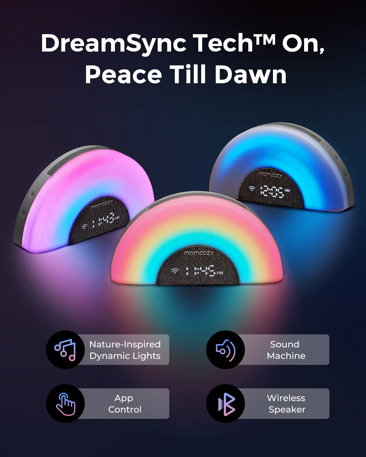 DreamSync™ Inteligentny Odtwarzacz Dźwięków - Tęczowe Światło i Kontrola Aplikacji - Image 2